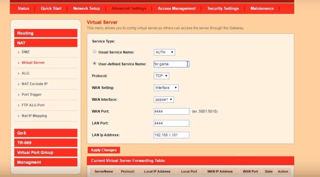 opening port 7777 on router